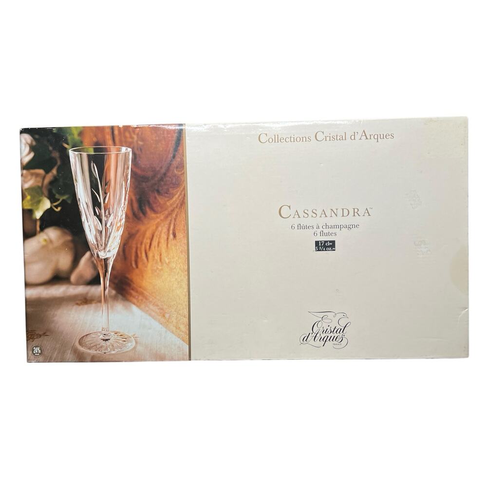 Set of 6 Vintage Collections Cristal d'Arques Durand Champagne Flutes Glasses